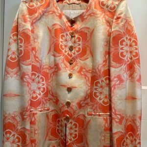 Escada Women's Orange and Cream Patterned Blazer